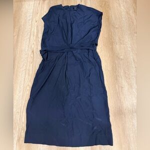 COS Women's Blue Silk Dress With Wrap Tie